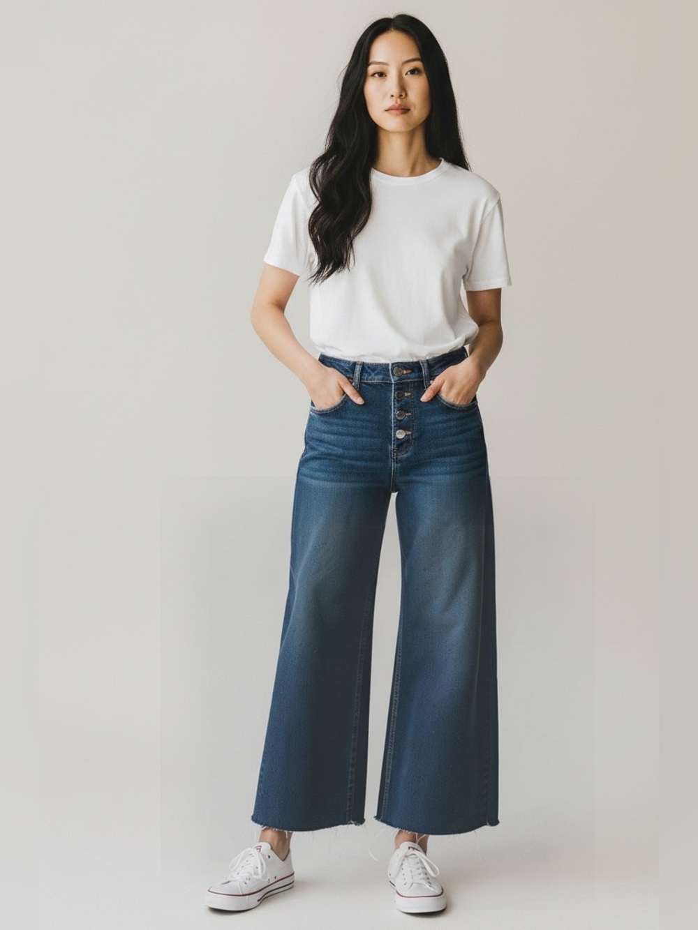 Free People Low Rise Curvy Women’s Cropped Wide Leg Indigo Jeans Sz 24 NWT